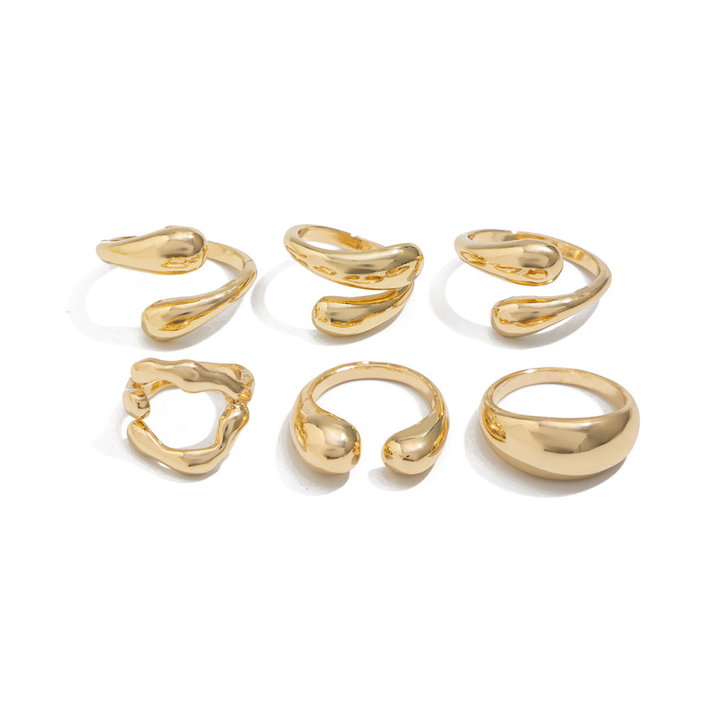 Liquid Lava Geometric Ring Set