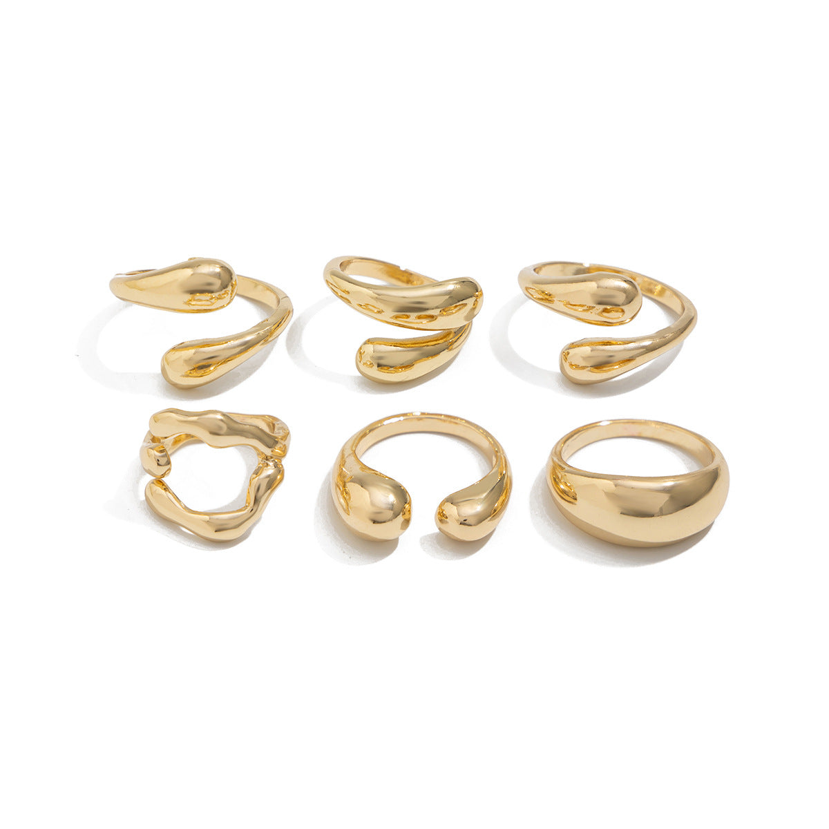 Liquid Lava Geometric Ring Set