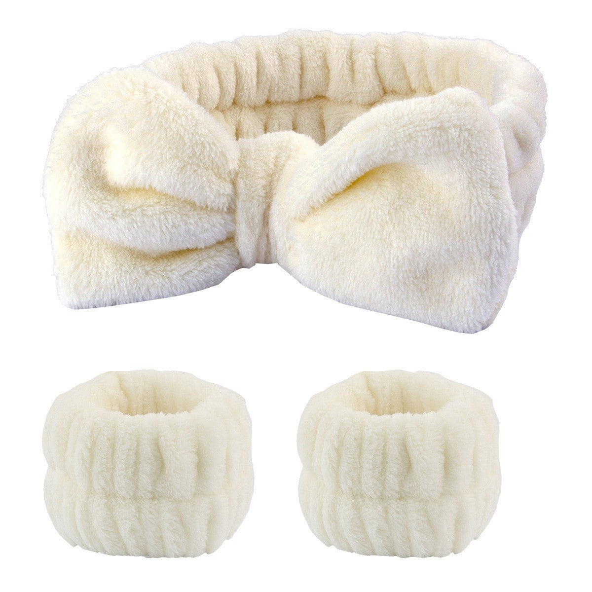 Soft Coral Fleece Hair and Wrist Band Set