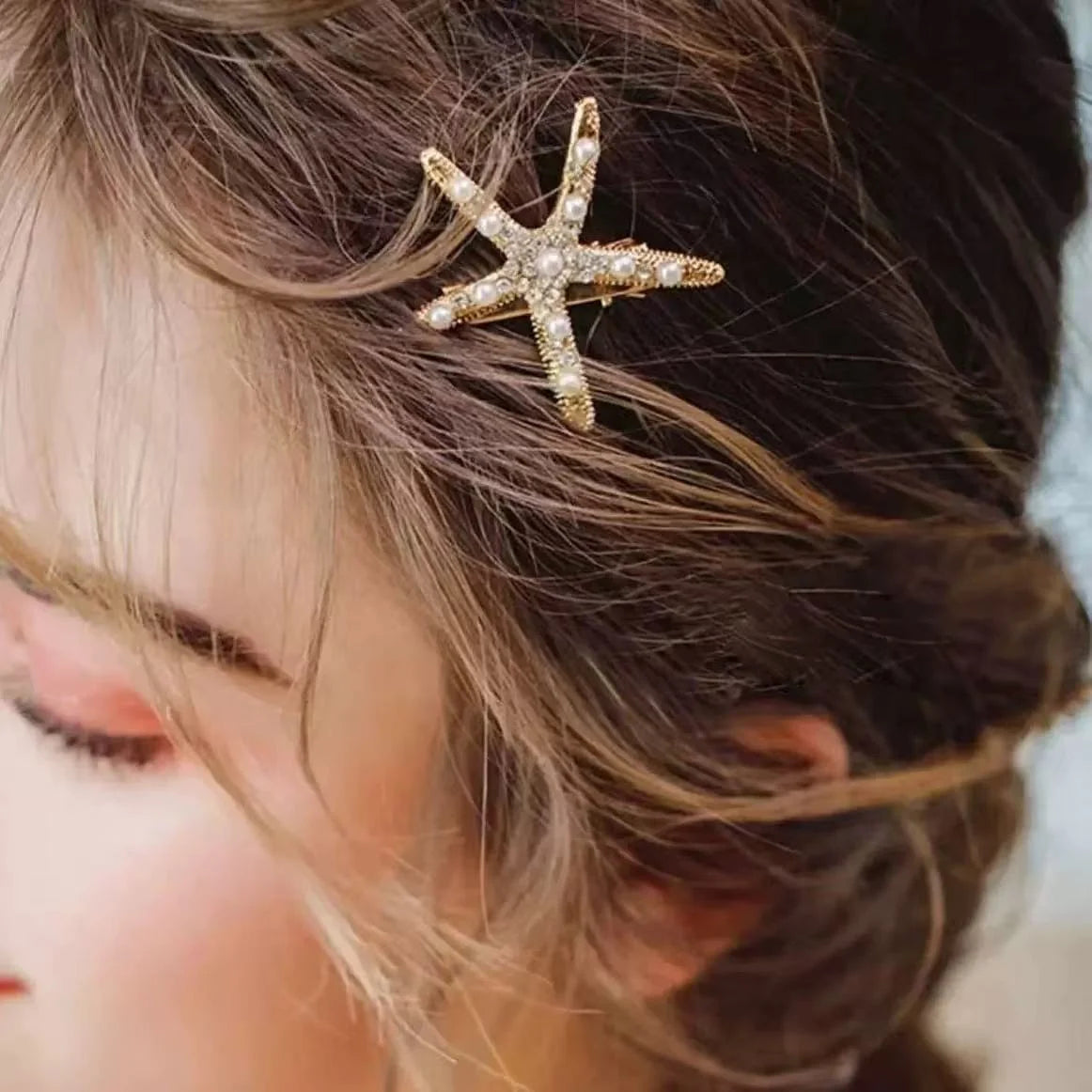 3pcs Starfish Pearl Diamond Hairpin for Women