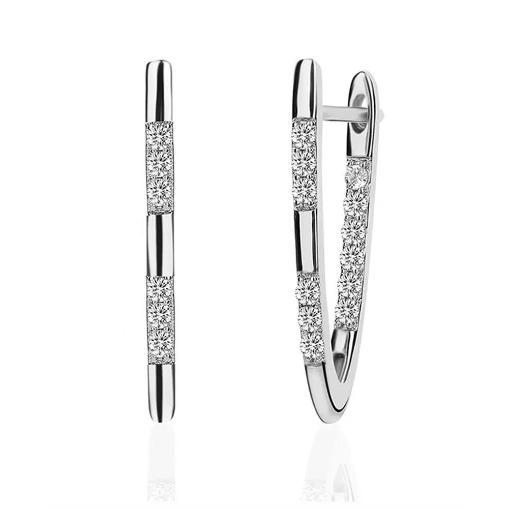 Geometric V-Shaped Zircon Earrings