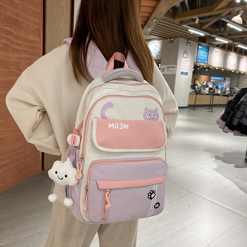 Trendy Color-Blocking Backpack Large Capacity