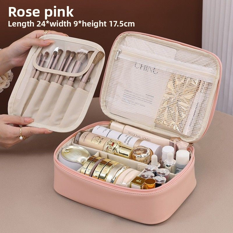 The large-capacity makeup bag is portable for going out