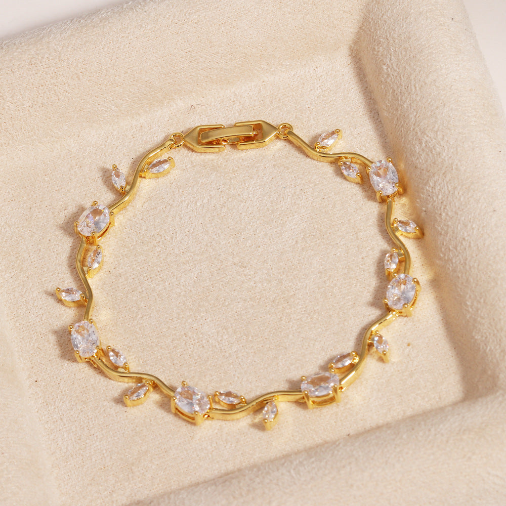 Multicolor Crystal Leaf Design Stackable Bracelet