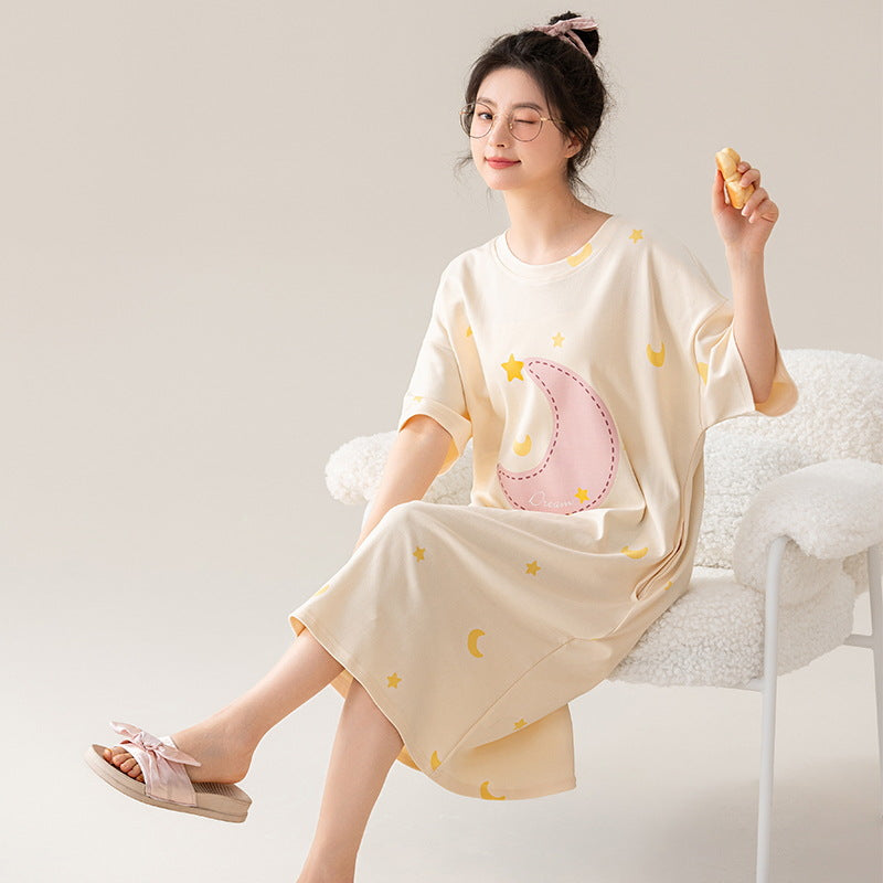 Pure Cotton Women Nightgown Summer Sleepwear
