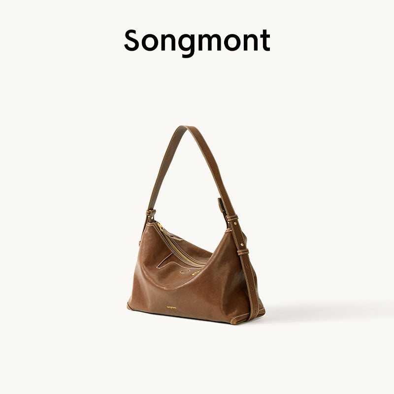 Vegetable-Tanned Leather Hobo Bag
