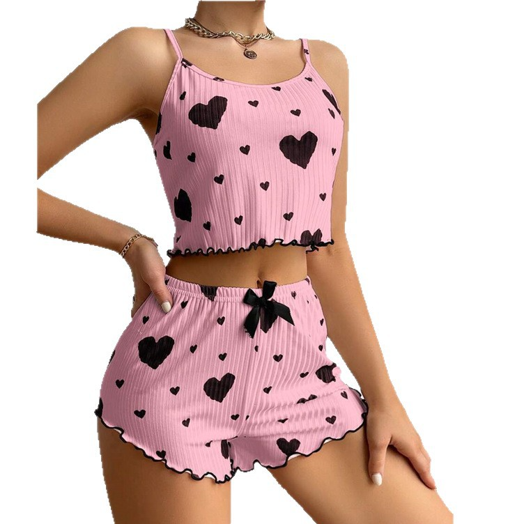 Heart Print Womens Pajama Set