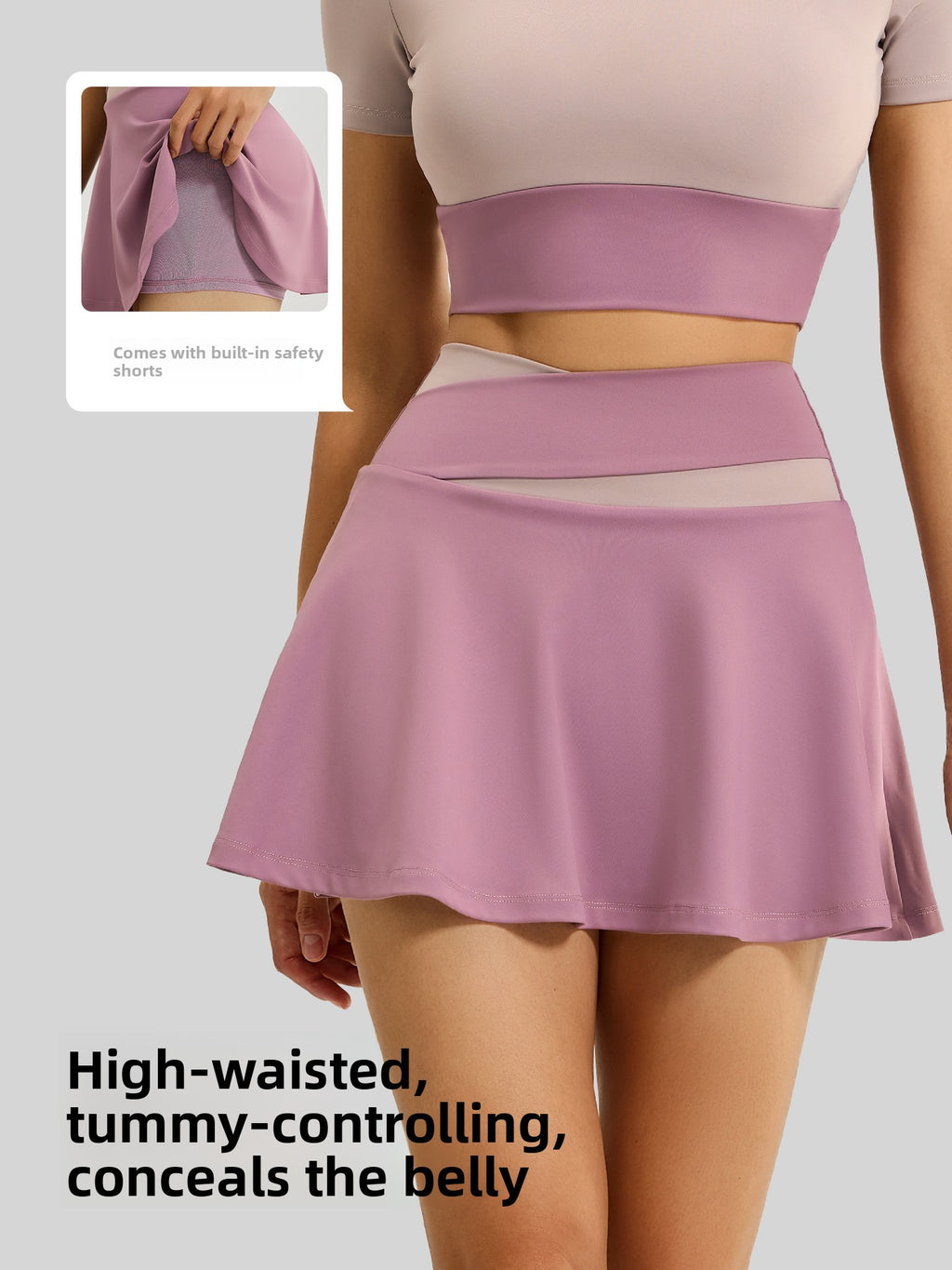 Color Block Sports Skirt with Shorts