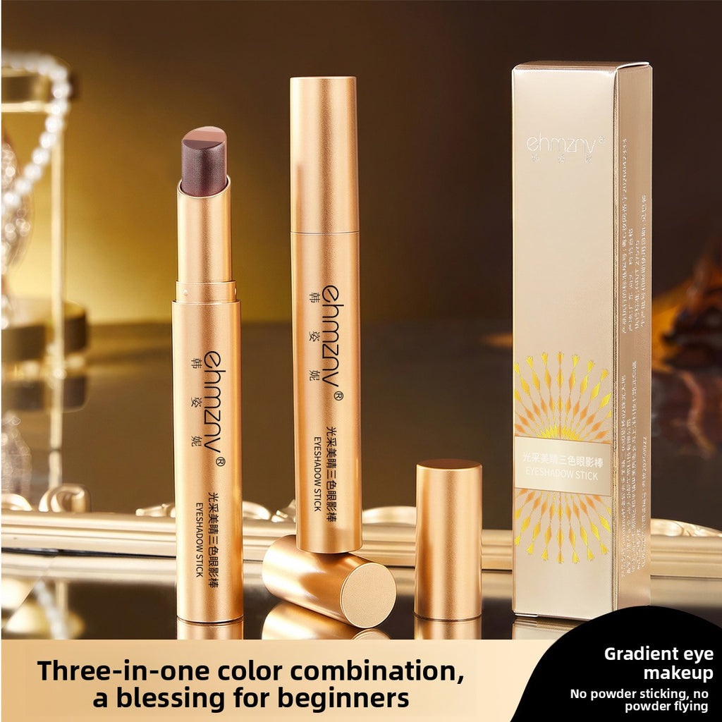 Three-Color Eyeshadow Stick with Matte and Pearlescent Finishes