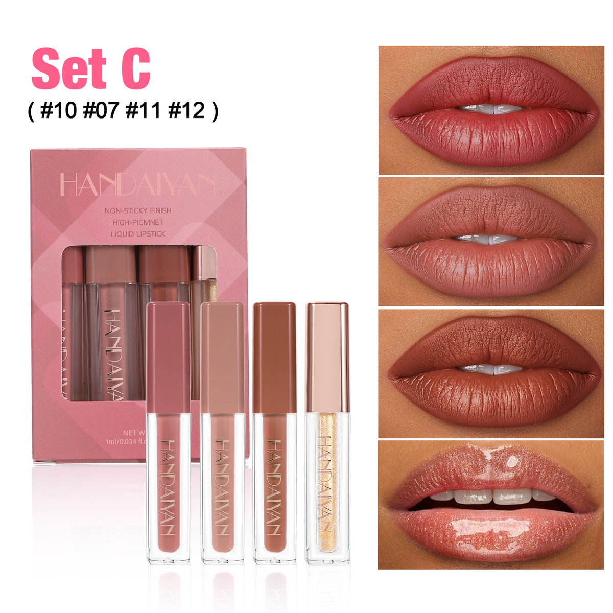 4pcs HANDAIYAN Pearl Lip Gloss