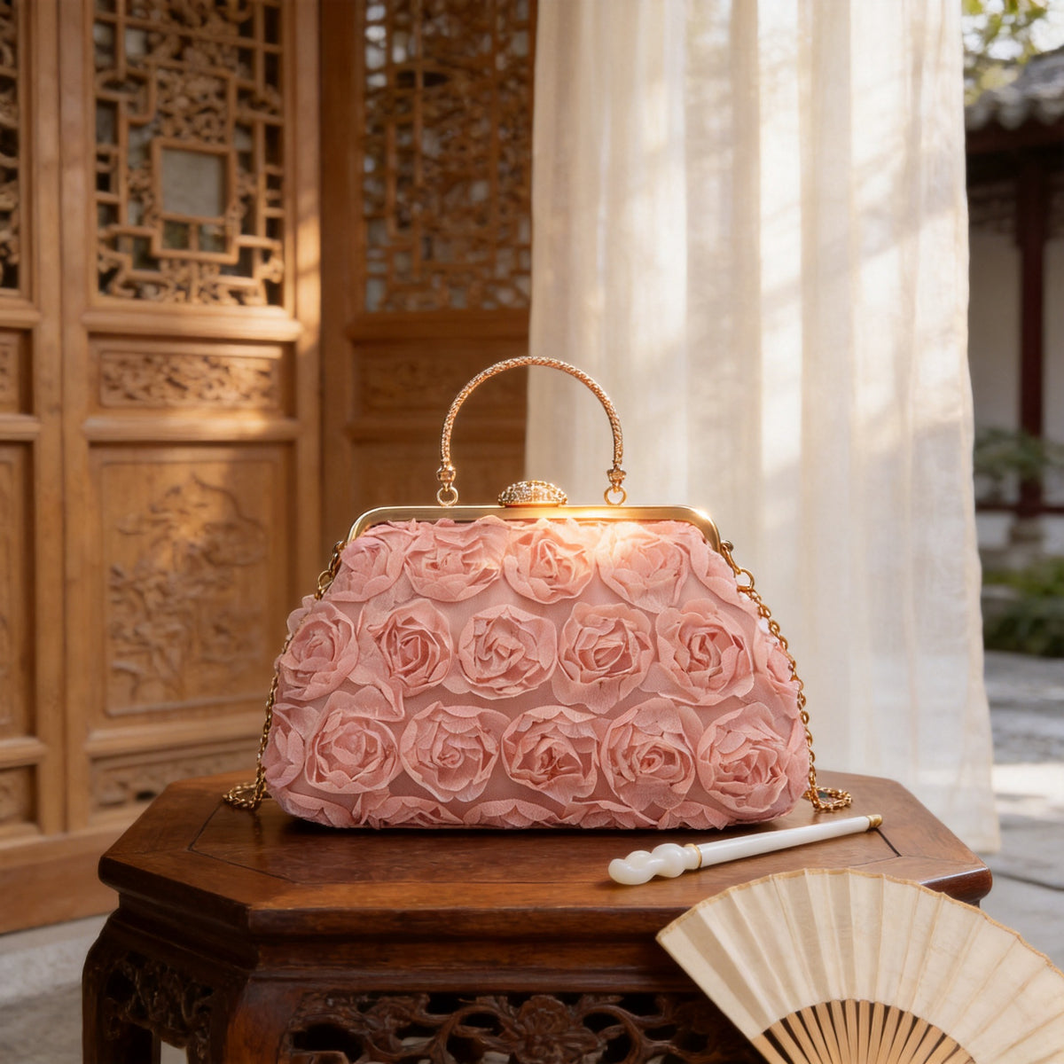 Chinese Style Floral Chain Shoulder Bag