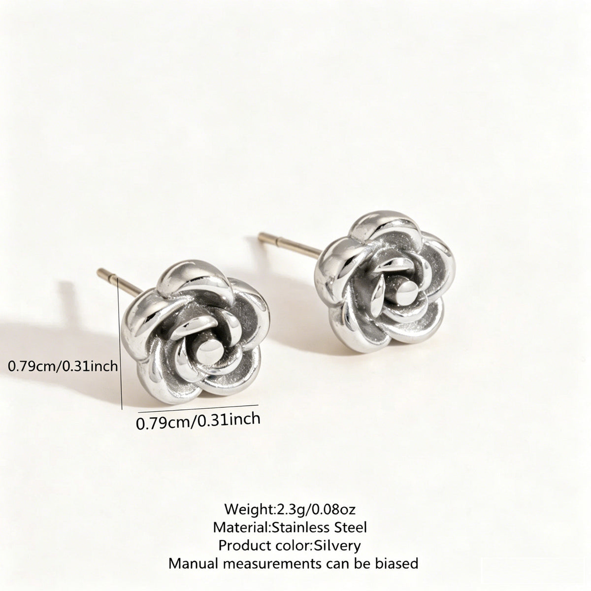 Stainless Steel Flower Necklace and Earring Set French Retro Gold Plated Jewelry