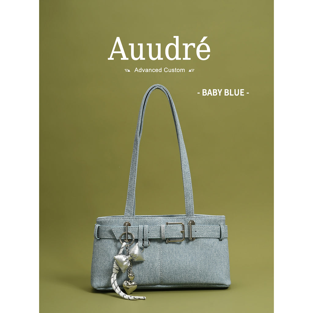 Soft PU Baguette Shoulder Bag with Pendant
