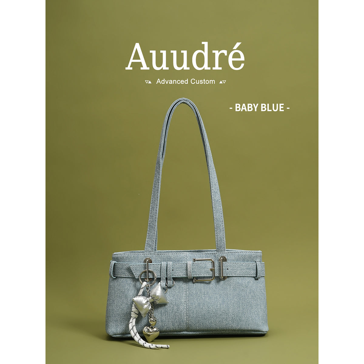 Soft PU Baguette Shoulder Bag with Pendant