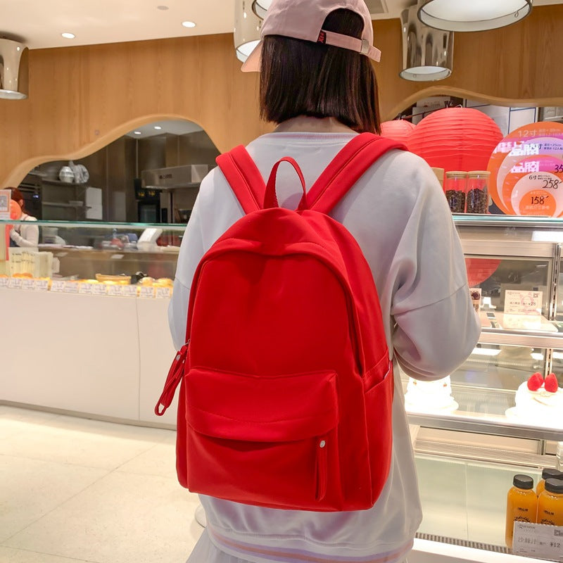 Japanese Style Solid Color Nylon Backpack
