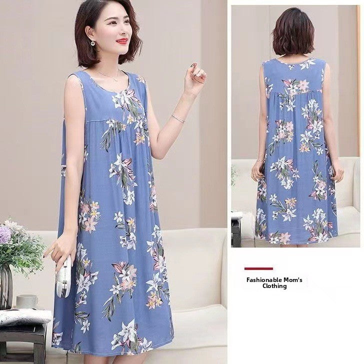Womens Cotton Silk Sleeveless Nightgown